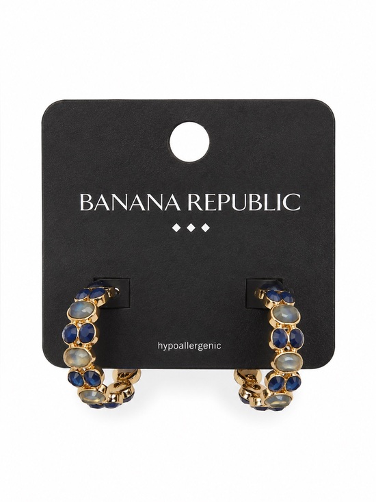 Banana Republic Jewelry - NEW Banana Republic Gold Turquoise Blue Stone Stud Hoop Earrings Gold Tone